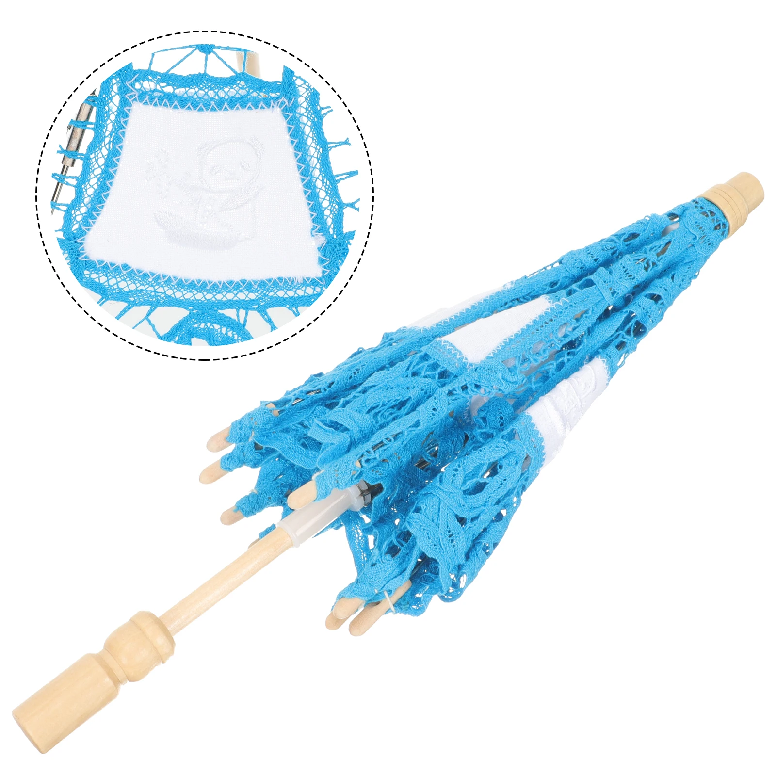 

Children's Wooden Handle Umbrella Kids Mini Classical Dance Girls Photo Props Lace Flower Travel Dressy