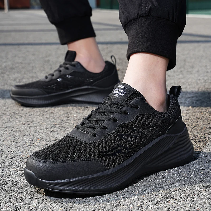 HKIMDL Casual Shoes for Men Sneakers Lace-Up Black Gym Light Walking Running Shoes Suitable for Daily Life and Sports 39-48