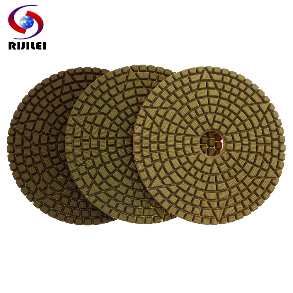 3 Steps 4Inch Diamond Polishing Pad 3 PCS/Set Flexible Wet Polishing Pads For Granite Marble Stone Concrete Grinding Disc