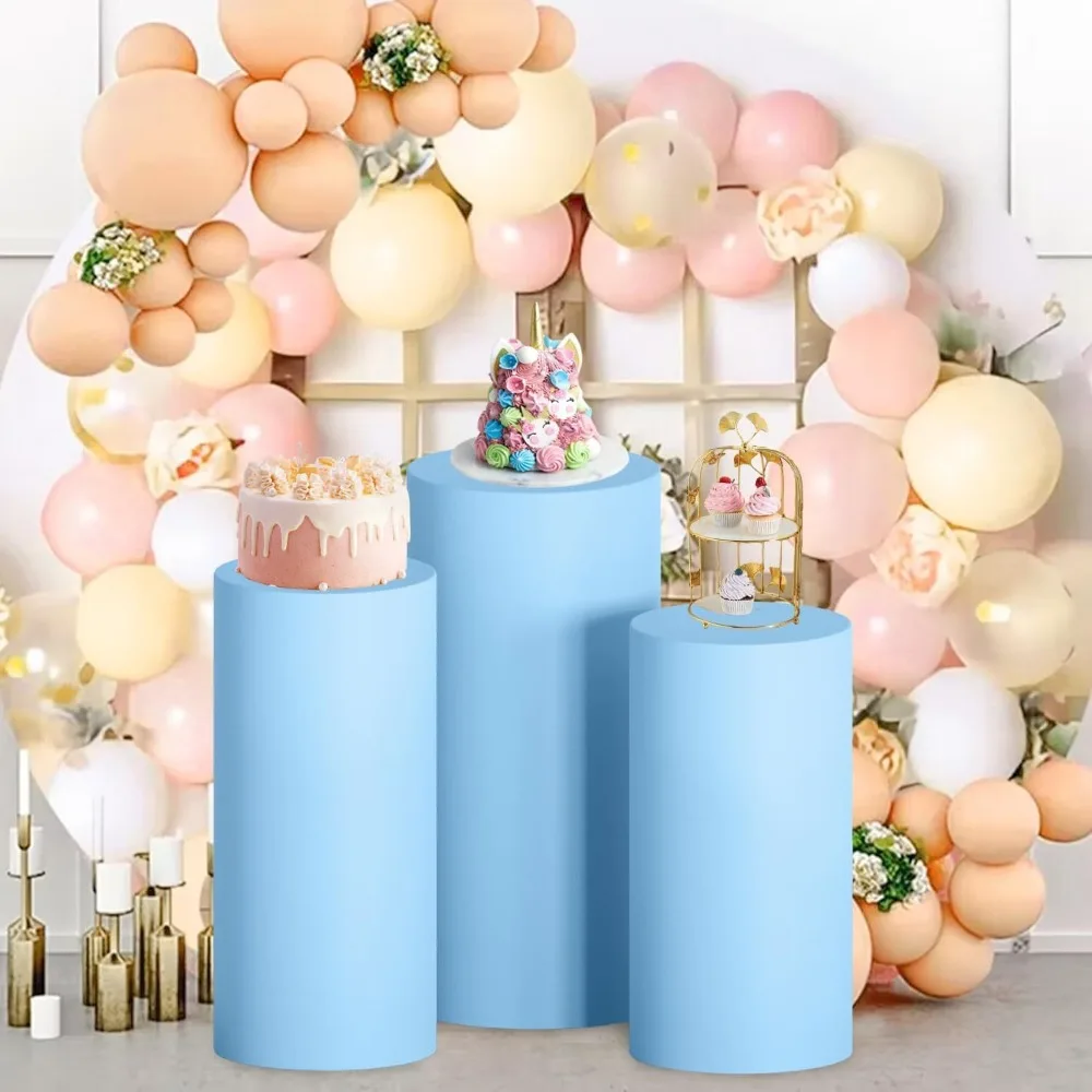 

3Pcs Durable Spandex Cylinder Covers Set Round Solid Color Pedestal Stand Covers Cylinder Pedestal Covers for Parties