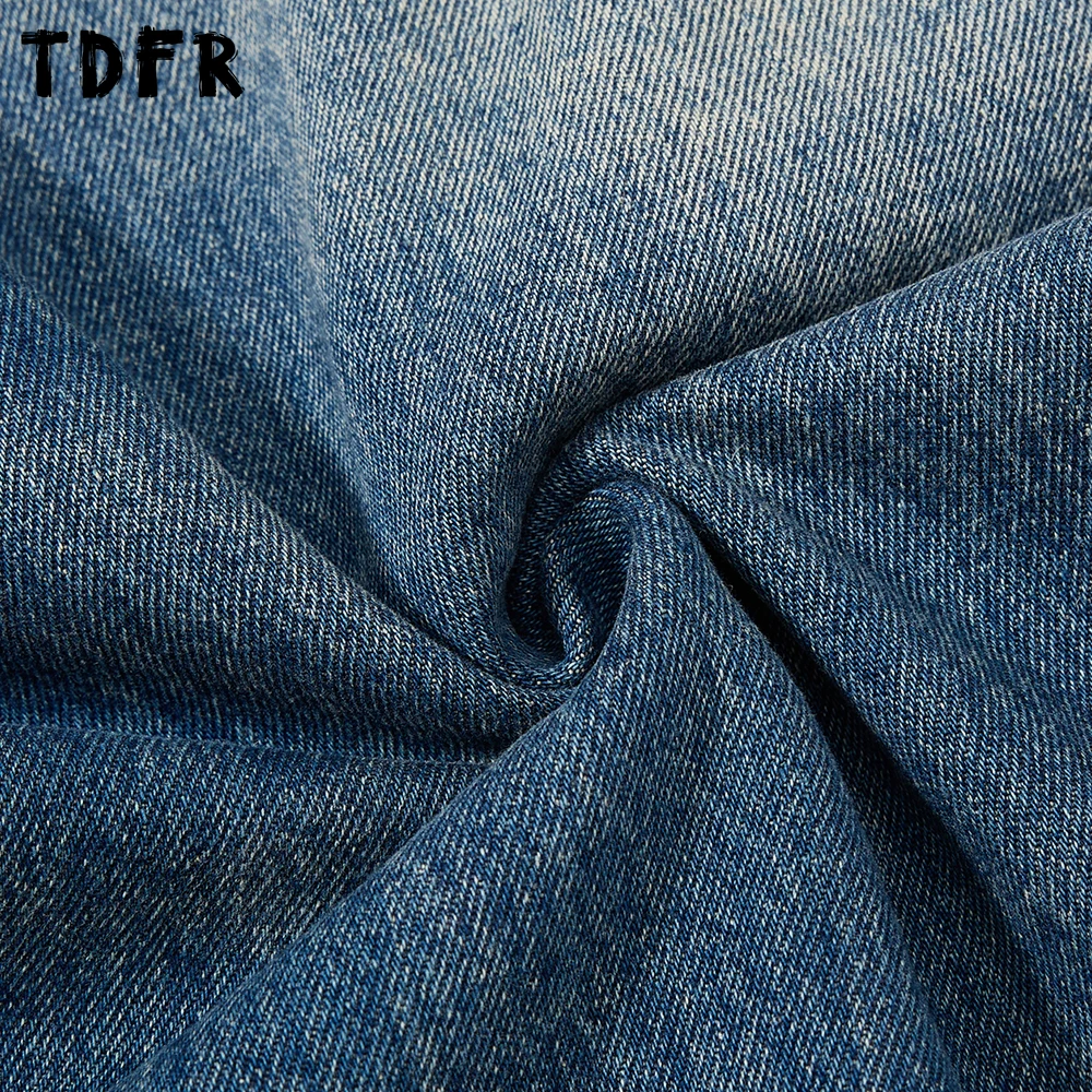 Star Rhinestone Short Jeans Mens Summer Retro Pocket Washed Distressed Elastic Waist Baggy Wide Leg Raw Hem Denim Shorts Man