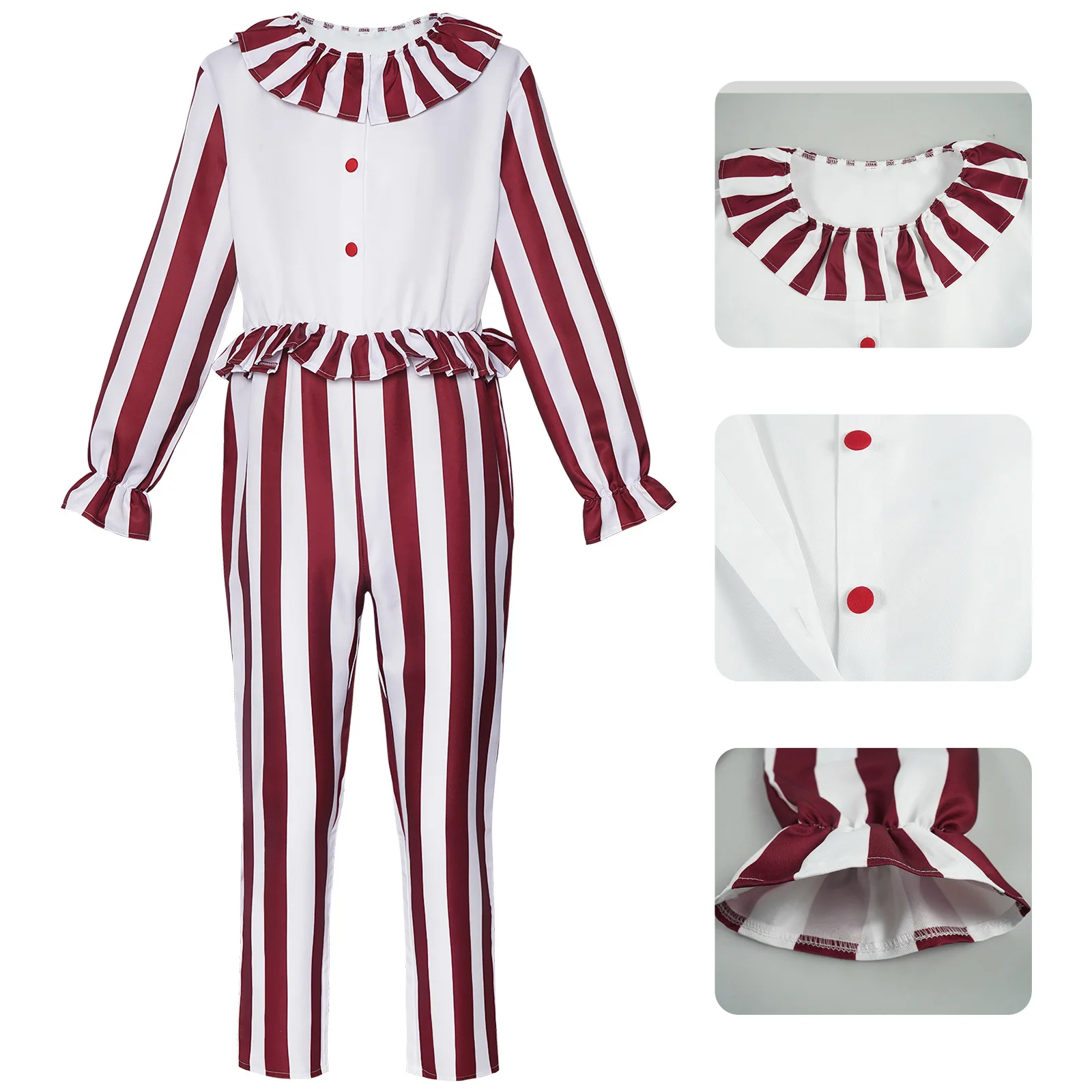 

Horror Costume - Scary Clown in a Wheat Field Cosplay Outfit for Halloween - Red Stripe Design for Anime Stage Performances