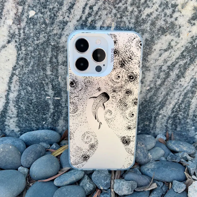 Ozean Tier süße Delphin Meeresschildkröte Malerei Handyhülle für iPhone 17 16 14 15 12 13 Pro Max Plus 13 Mini 11 weiße Laserabdeckung – Detail 5