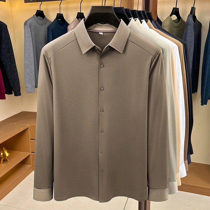 High End Quality Man Shirts Casual Office Wear Autumn Tee Tops Premium Men Business Spring No-iron Long Sleeve Clothes Wholesale