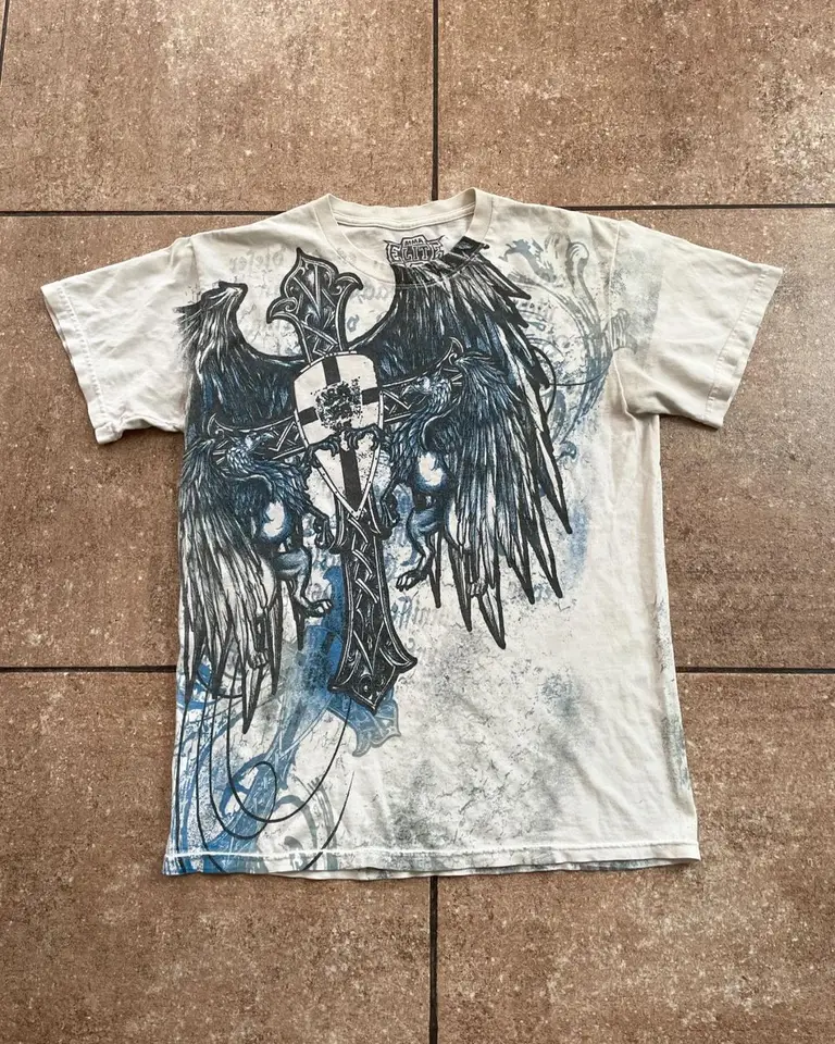 Y2k vintage tshirt novo harajuku hip hop asa em torno do pescoço