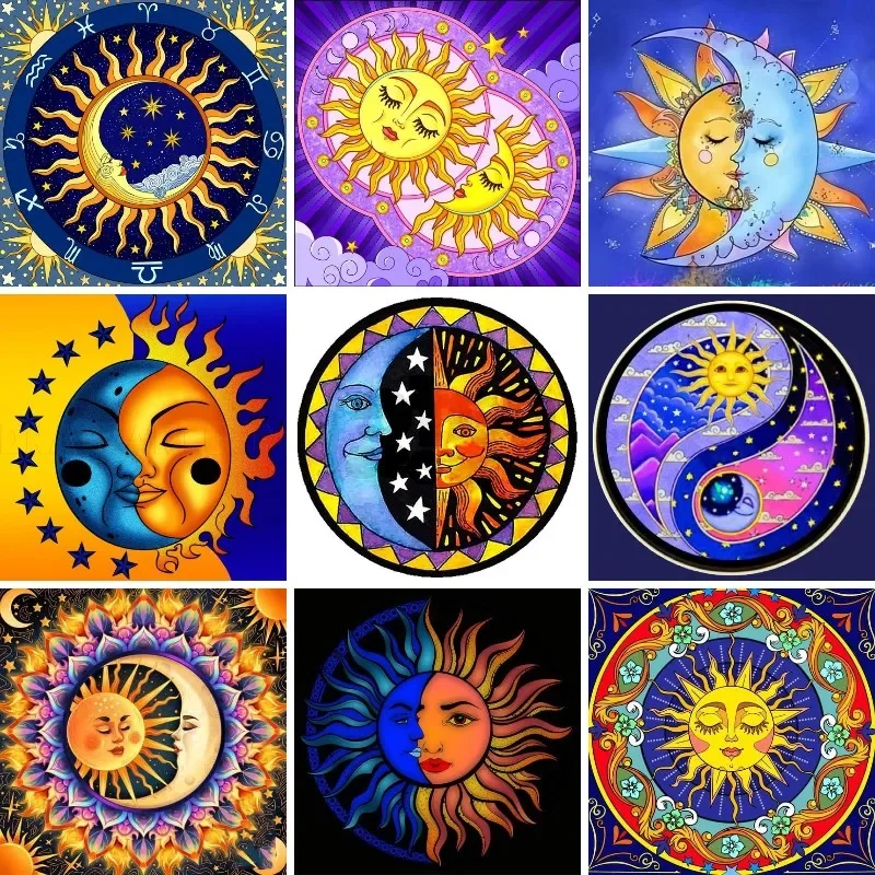 

Diamond Mosaic Paintings Celestial Sun And Moon Full Rhinestones 5D Diamond Painting Cross Stitch Diamond Embroidery Decor