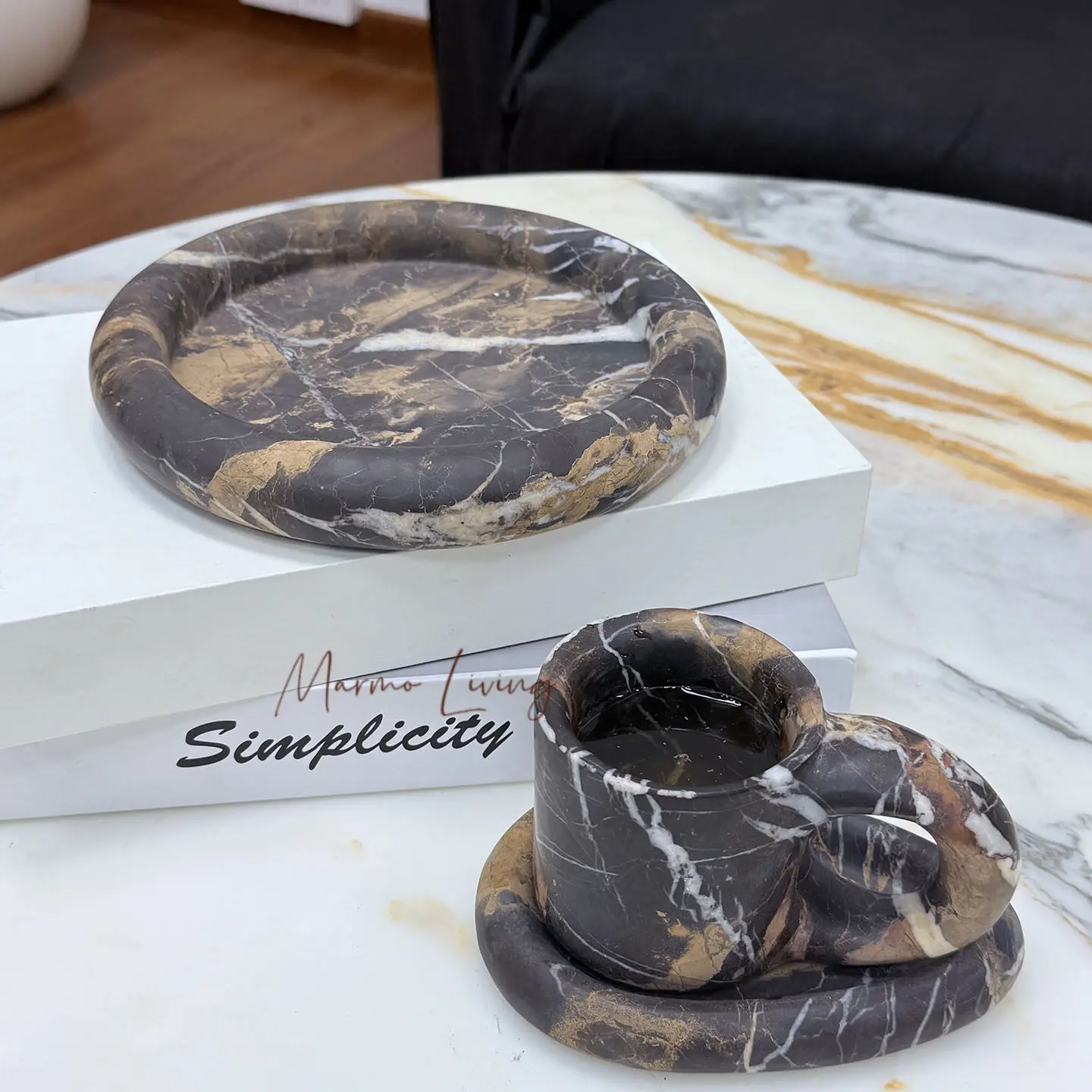 Modern Minimalist Marble Aroma Tray Designer Recommended Cosmetic Jewelry Storage