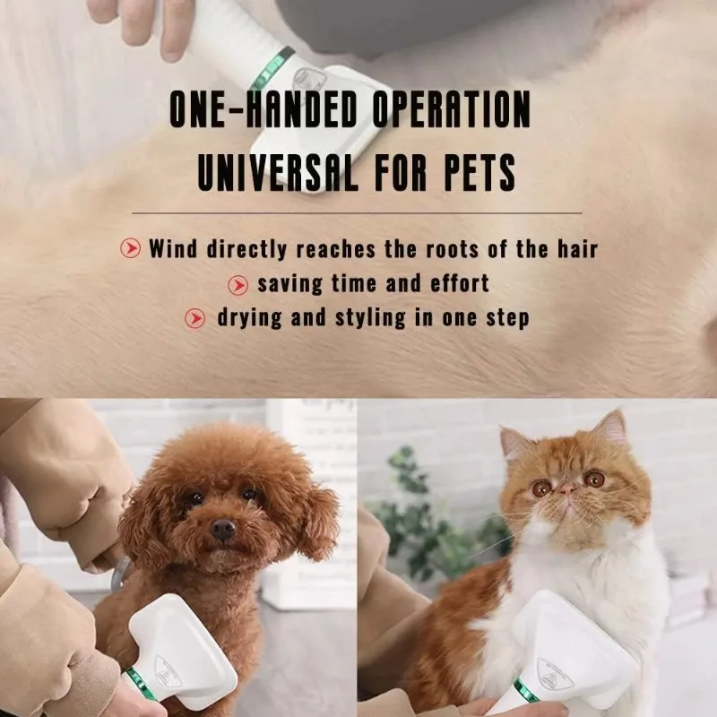 Pet Hair Dryer 2 in 1 Pet Grooming Dryer with Slicker Brush Pet Comb Cleaning Brush One-key Hair Removal Dogs Cats Accessories