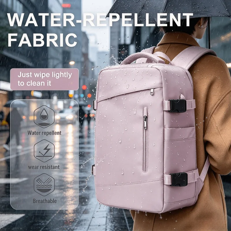 40×20×25cm Cabin Size Carry On Backpack, Large Capacity Laptop Rucksack, Lightweight Air Travel Weekend Overnight Bag