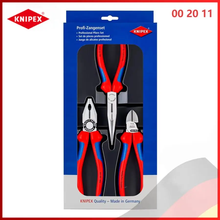 

KNIPEX 00 20 11 Набор плоскогубцев в сборе (3 шт.) — длинный/острый нос + комбинация, удобная ручка для DIY/Pro