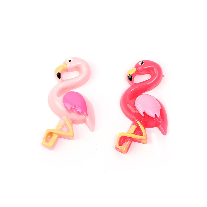 100pcs/Bag Resin Flatback Flamingo Cabochons Party Decoration DIY Crafting Supplies Flamingo Earring Keychain Pendant Decor