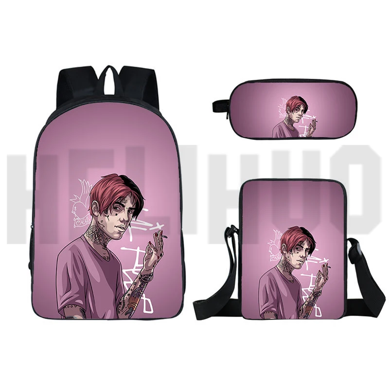 Fashion Rapper Lil Peep 3D Backpack Hip Hop Lil Peep 3D Anime Women School Bag 16 Inch Bagpack Travel for Girls Softback Bookbag