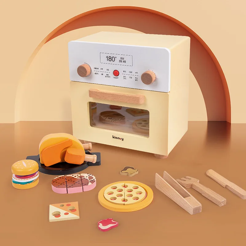 

Play House Simulation Kitchen Pizza Oven Wooden Educational Toys Boys And Girls Baby Cooking Diy Set For Kids Birthday Gift Toys