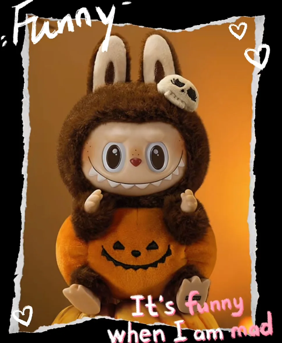 

100% подлинная Labubu POPMART The Monsters Happy Halloween Party Series Сидячая тыква Виниловая плюшевая подвеска Коллекционная игрушка в подарок