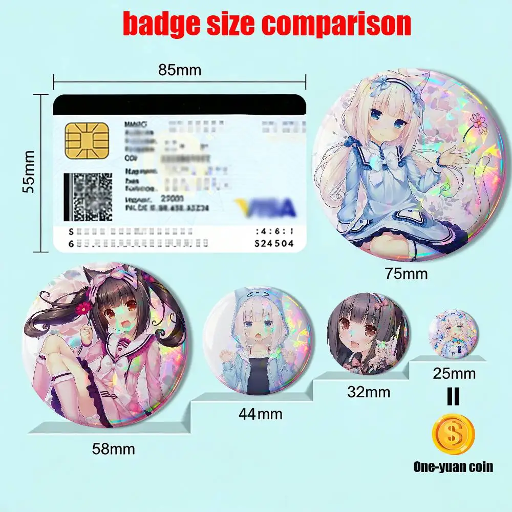 Twin tails Chocola and Vanilla Nekopara  Creative Round Badge Button Pin Bag Decor Fans Collection Friends Gift Brooch