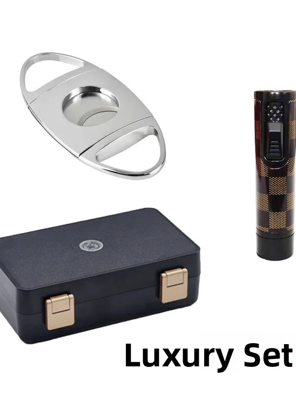 Portable Waterproof Cigar Box Humidity Meter 10 Piece Set Outdoor Moisture Proof Cuban Cigar Cutter Storage Case view 2