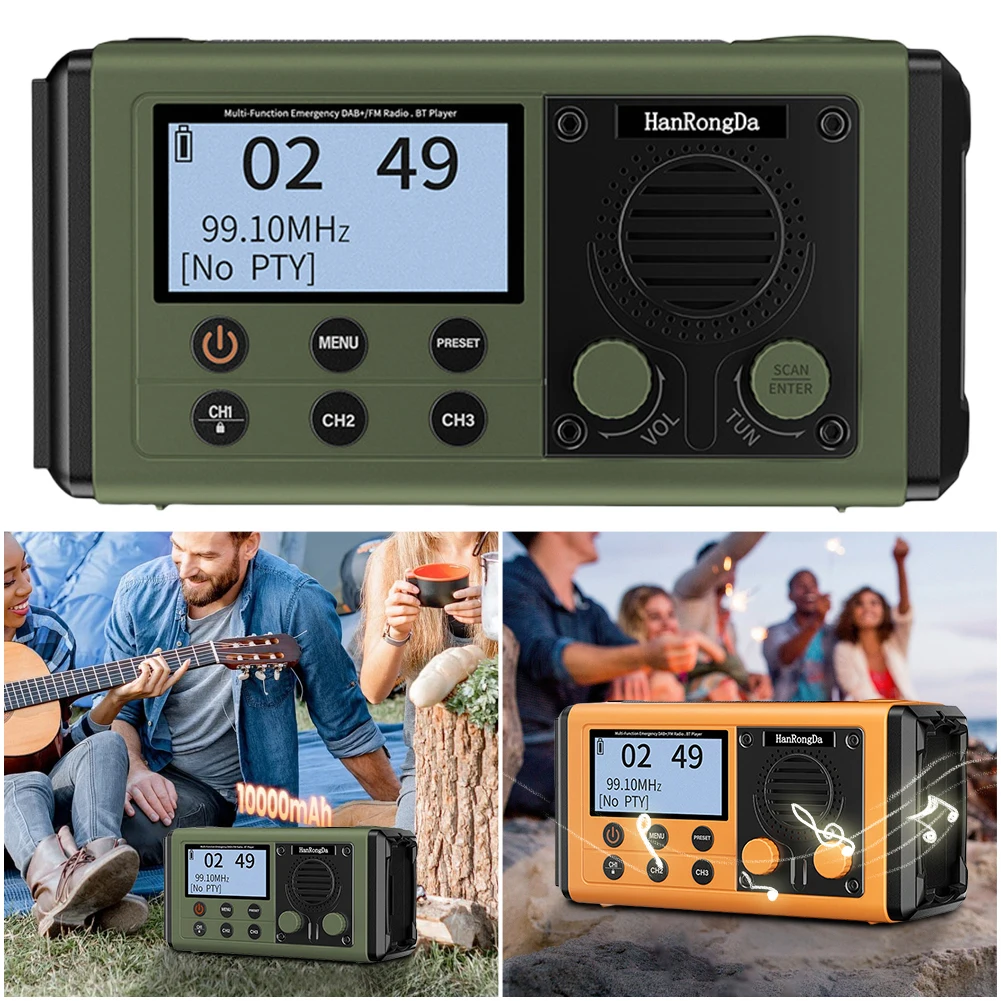 

10000mAh Outdoor Solar Radio with Speaker Solar/Hand Crank Charging Battery Operated Radio Survival Radio for Outdoor Camping