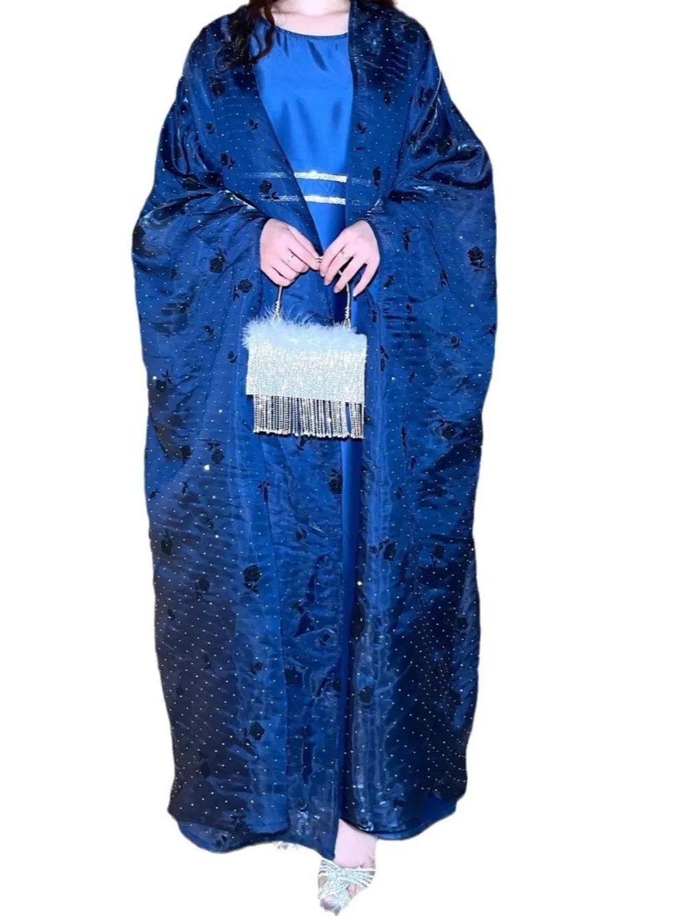 Ensemble de 2 pièces pour femmes musulmanes, robe de soirée fleurie, Abayas ouvertes, Ramadan, Maroc, Kaftan, Educatif, Jalabiya, Robe longue arabe, 2025