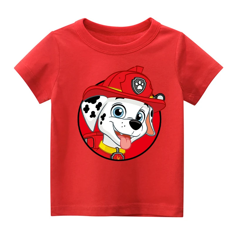 Nowe ubrania psi Patrol dla dzieci t-shirty Kawaii kreskówki Anime koszulka z nadrukiem chłopców dziewczynki bluzki letnie ubrania z krótkimi