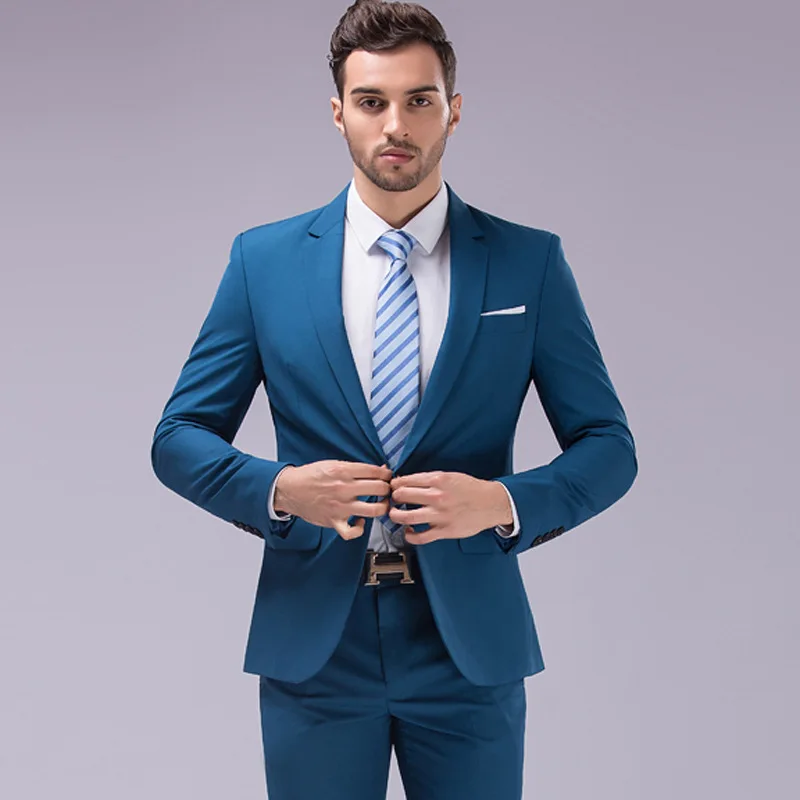 

Man Autumn Two-piece Sets Turn Down Collar Single-breasted Blazer Men Straight-leg Pant Male Simple Solid Color Slim Suit Outfit