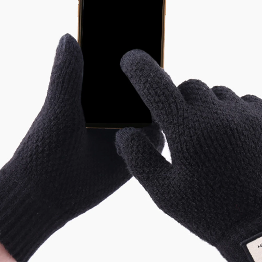 

Thicken Warm Gloves Black Freezer Imitation Cashmere Winter Touch Screen Windproof Durable Elastic Insulation Men Baby Gloves