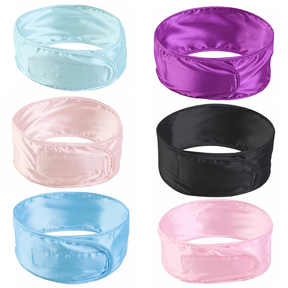 Women Silky satin Adjustable SPA Facial Headband Bath Makeup Hair Band Headbands for Face Washing Soft Toweling Hair Accessories