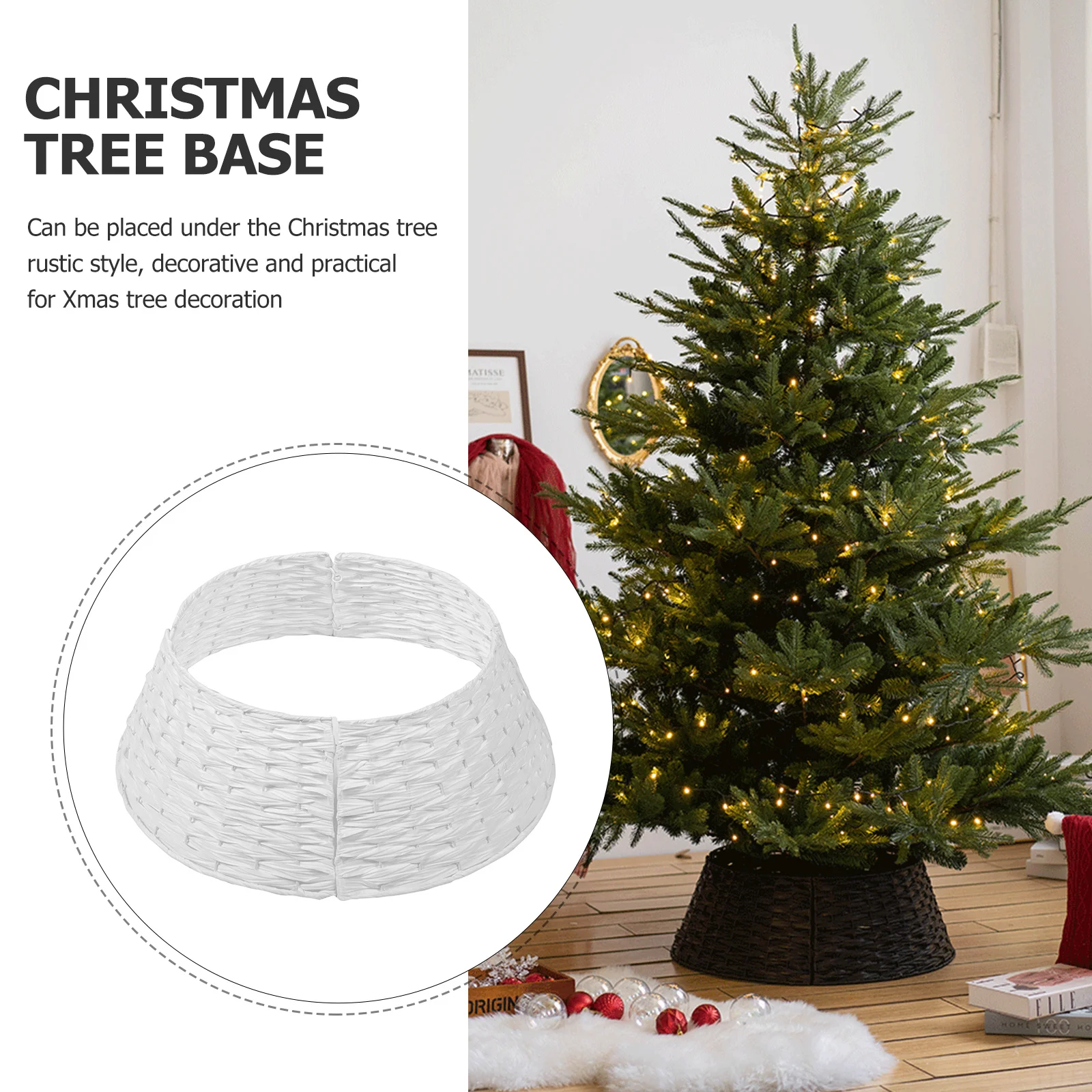 

Christmas Tree Collar Woven Texture Rustic Style Decorative Base For Xmas Tree Decoration Party Holiday Display Festive