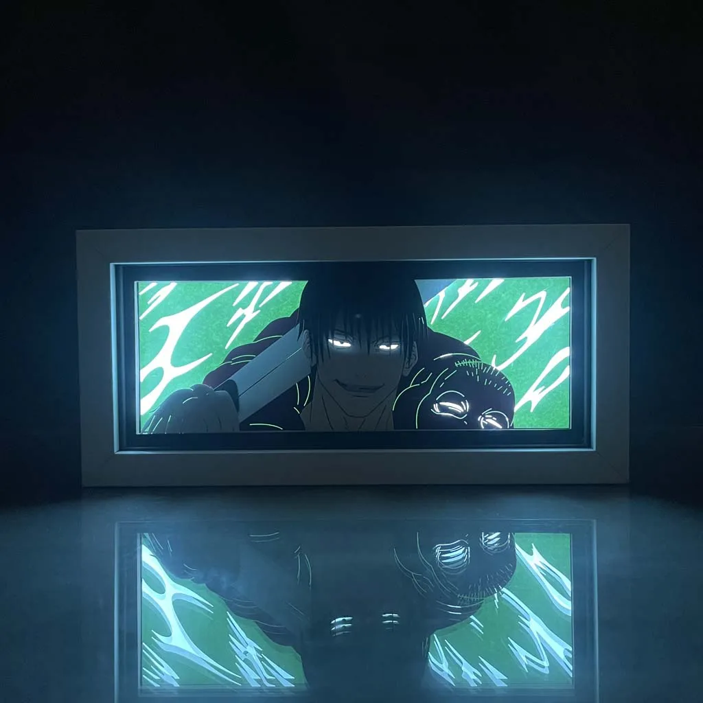 Imagem -03 - Anime Wood Led Night Light Box Lâmpada para Decoração do Quarto Manga 3d Paper Cut Desk Lamp Jujutsu Kaisen Toji Fushiguro