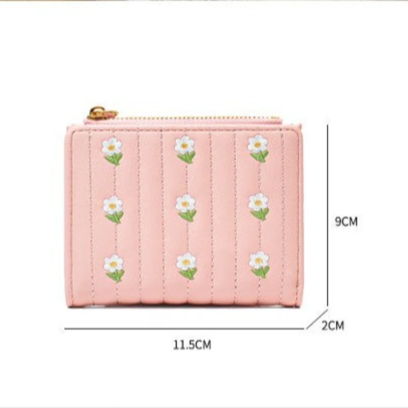 1 قطعة محفظة جلدية قصيرة للنساء جديد صغير سستة حقيبة المال بلون زهرة حاملي بطاقات فتاة المحفظة