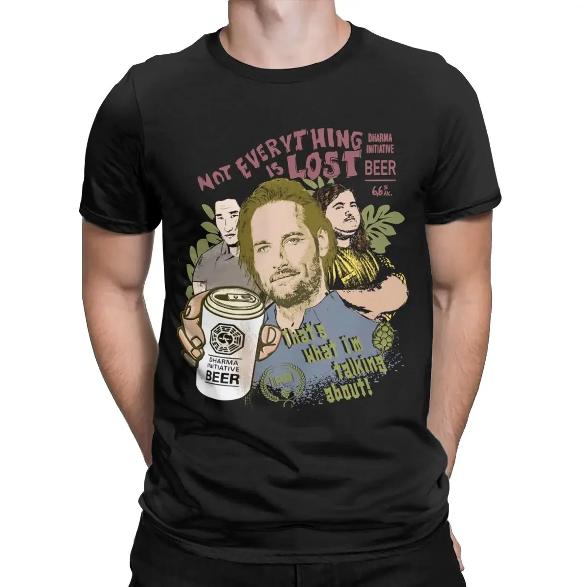 

Dharma Initiative Beer Not Everything Is Lost T-Shirt Men Tv Show Cotton Tee Shirt Short Sleeve T Shirts Birthday Gift Clothes
