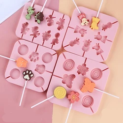 3D Cute Flower Round Silicone Lollipop Molds Jelly Candy Chocolate Cookie Mould Food Grade Cake Decorating Kitchen Baking Tool