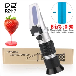 RZ Refractometer Sugar Meter 0-90% Brix RHB-90ATC Handheld Brewing Auto Refractometer Fruit Sauce Meter Sugar Refractomer