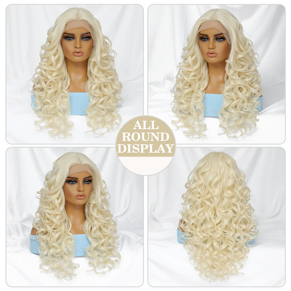 Schwarzbraune lockige Perücke, synthetische Lace-Front-Perücken für Frauen, blond, orange, weibliche Spitze-Perücke, 13 x 4,5 x 1, Cosplay-Haar, täglicher Gebrauch – Detail 13