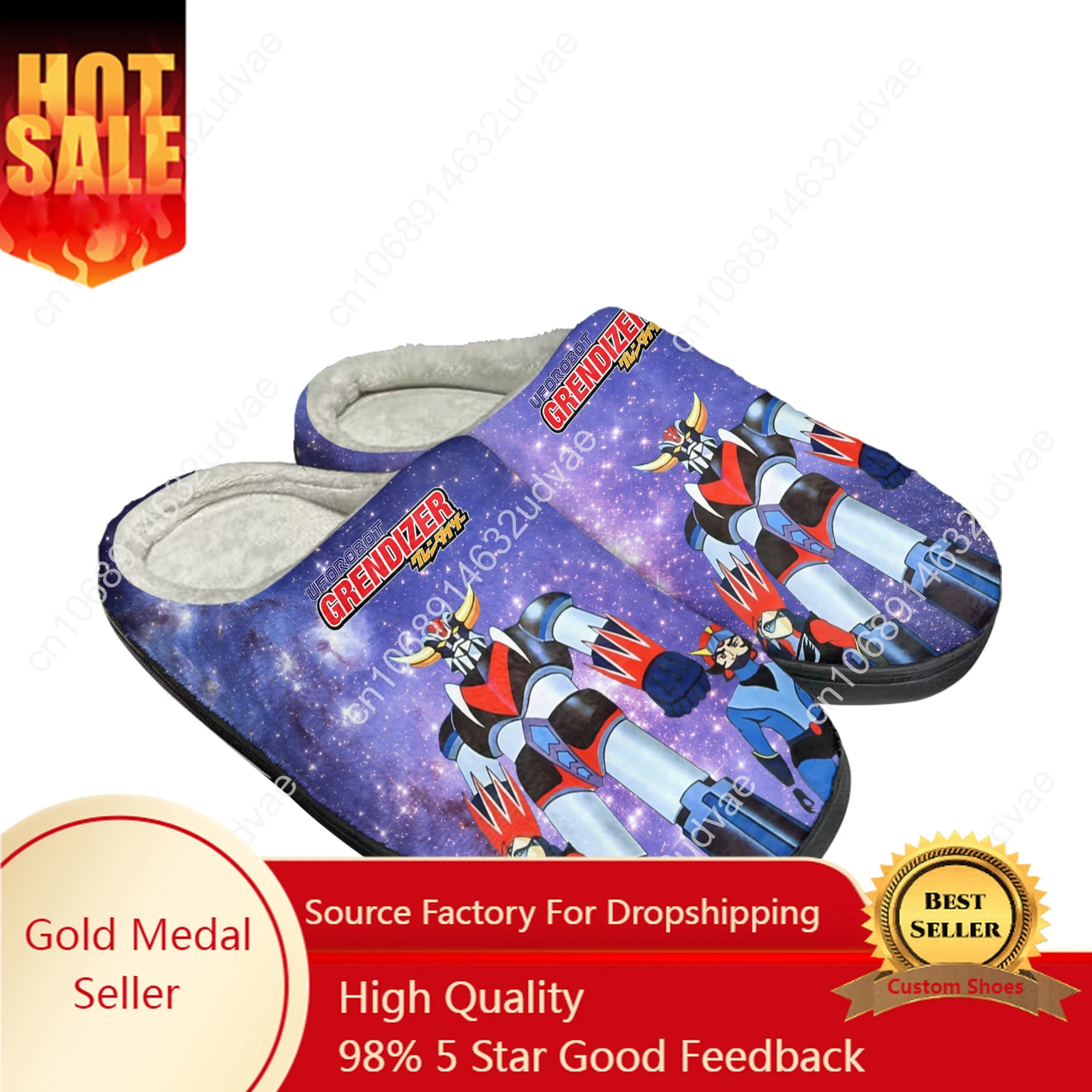 

UFO Robot Grendizer Home Cotton Slippers Mens Womens Sandals Plush Casual Keep Warm Shoes Thermal Slipper Custom Indoor Shoe