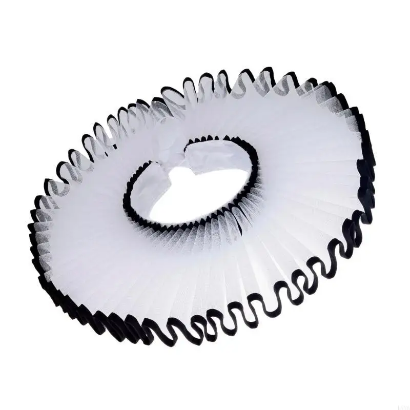 ياقة L5YA مزخرفة مكشكشة قابلة للإزالة للمناسبات الخاصة والحفلات التنكرية