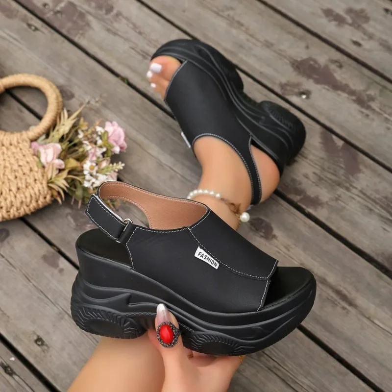Women's Platform Sandals Open Toe Wedge Heel Slingback Casual Daily Outdoor Walking Footwear Contrast Stitching Thick Sole Items