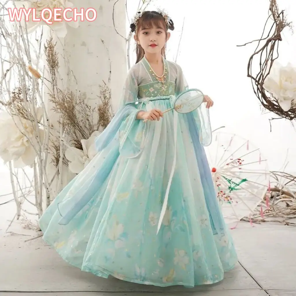 

2024 Chinese Hanfu Dress Girls New Year Costume Ancient Hanfu Dress Children Carnival Fairy Cosplay Costume Pink Dress For Girls