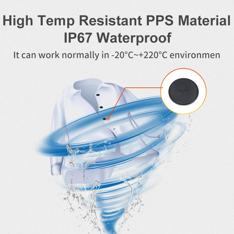 Washable Button Electronic Clothing Fabric Washing High Temperature Resistant  UHF RFID Tag