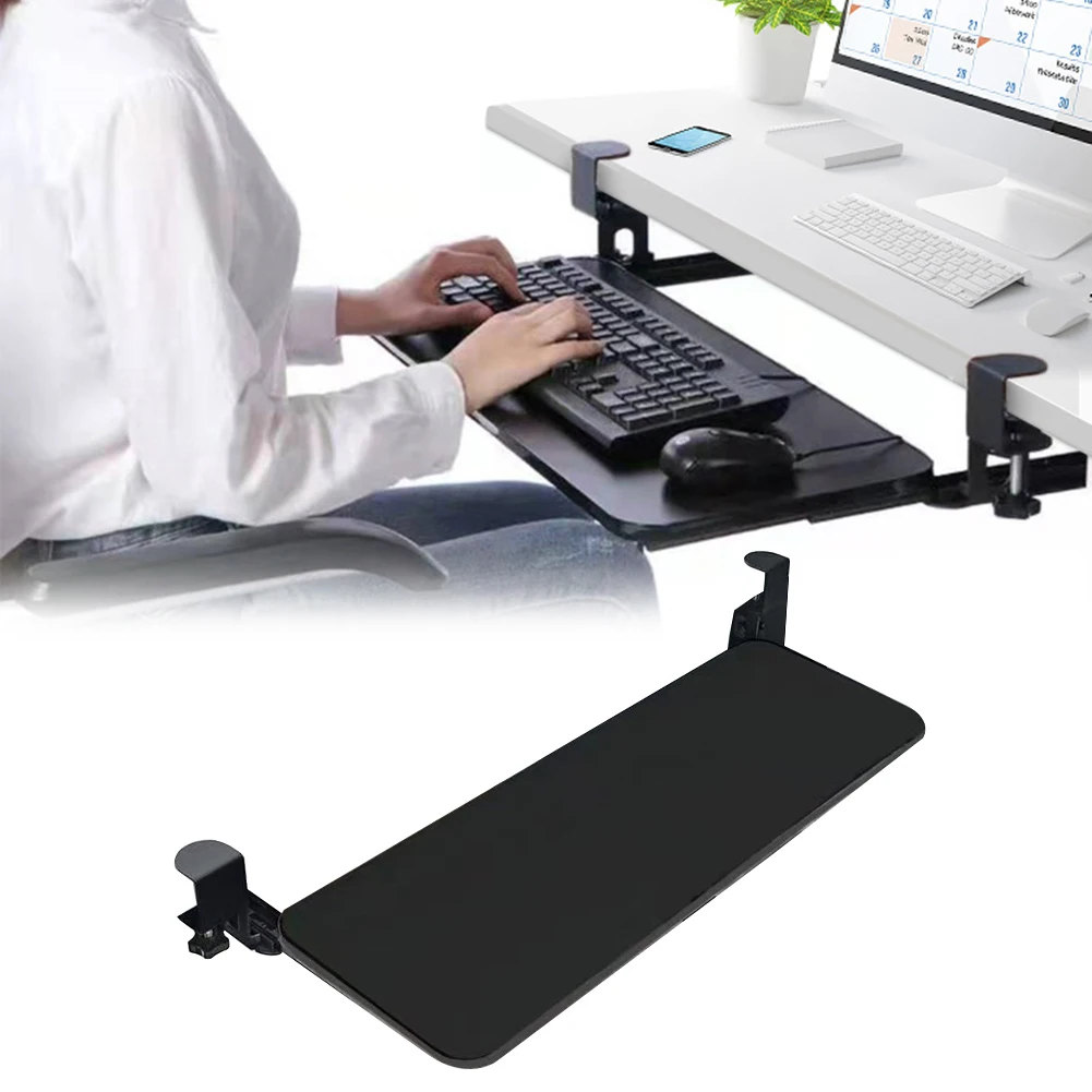 Mouse Tray for Typing with C Clamp Mount Under Desk Keyboard Drawer Slide-out Keyboard Holder Slide-Out Platform Computer Drawer