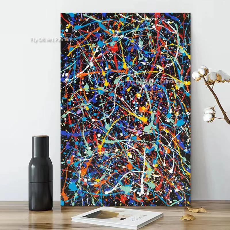 New Design Handpainted Abstract Dark Color Messy Oil Painting Special Tangled LineS Thick Canvas Artwork Modern Home Decoration