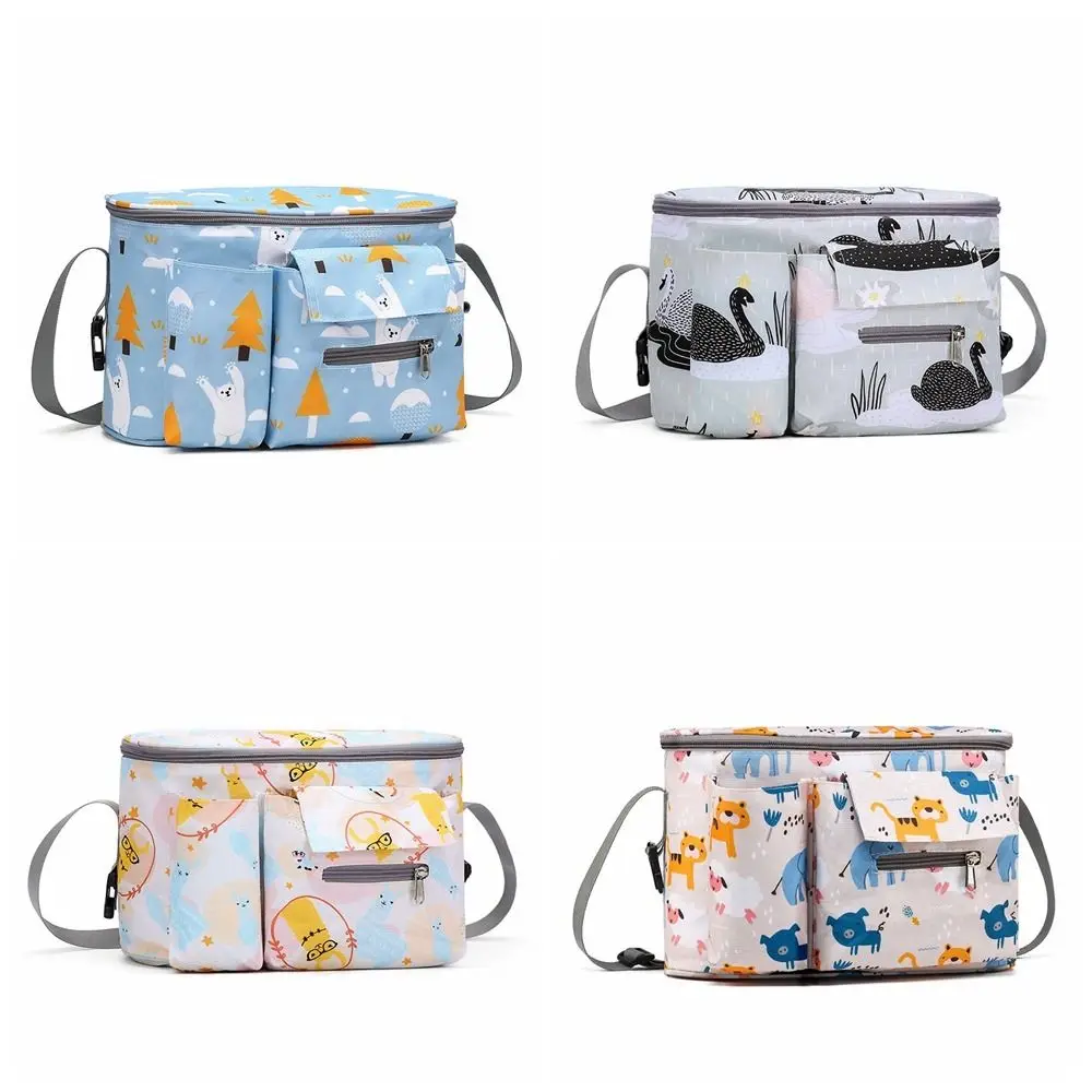 Bear-bolsa de cochecito de bebé con estampado de conejo, organizador de cochecito de dibujos animados, cochecito de gran capacidad, bolsa de carro colgante para exteriores