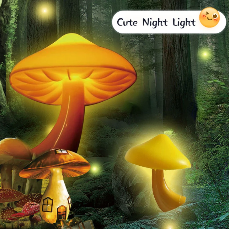 

LED Night Lamp Intelligent Light Control Wall Lamp Mushroom Lamp Mini Baby Bedroom Decor Night Lamp Christmas Gift