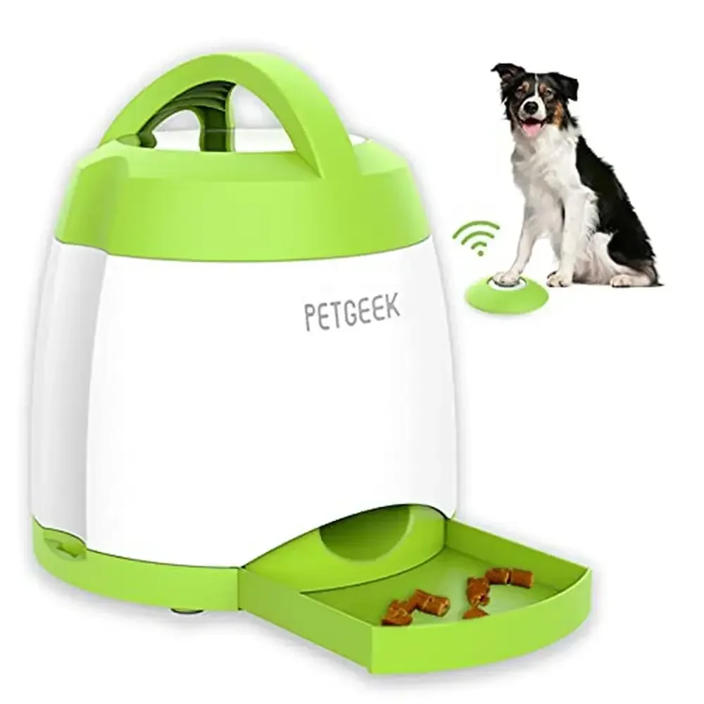 

Interactive Dog Treat Dispenser Remote Control Toy Dual Power IQ Training Puzzle Feeder Fun Sound Reward Remote Button Release