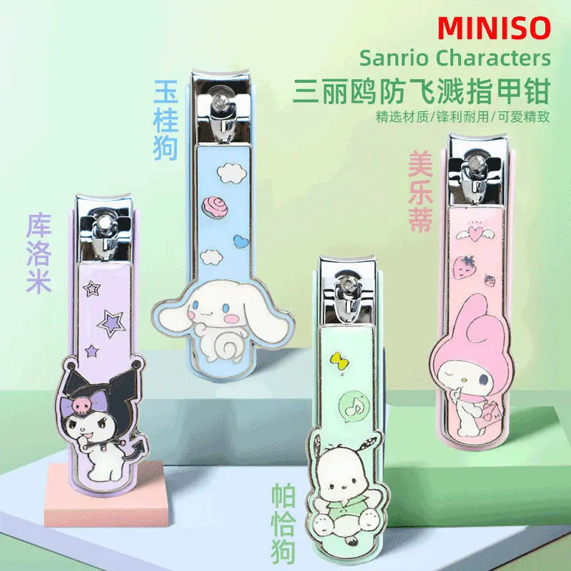 Miniso Sanrio Kuromi gunting kuku anti-percikan indah melodi saya Cinnamoroll Anime gunting kuku mainan kartun Pochacco untuk anak-anak