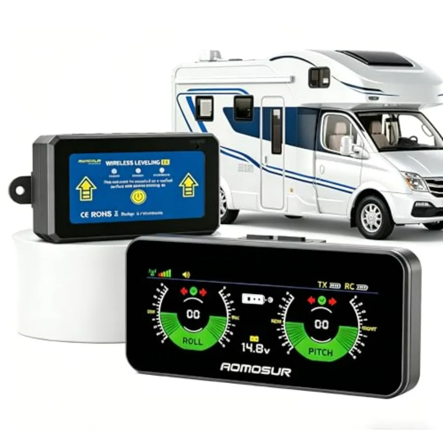 

Wireless RV Leveling System Smart Electronic Camper Leveler with Portable Screen for RVs Travel Trailer Camper Must Haves Acces