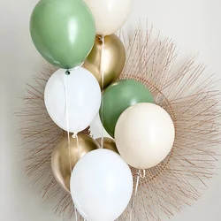 10/20/30pcs Kit palloncini da 10 pollici palloncino in oro bianco verde retrò compleanno anniversario di matrimonio giungla decorazioni per feste estive forniture per la casa