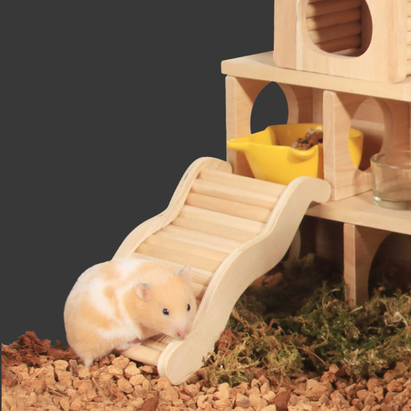 Wooden Hamster Climbing Ladder Bridge Hideout Hut Accessory Portable Climbing Exercise Equipment for Hamster Small Pet