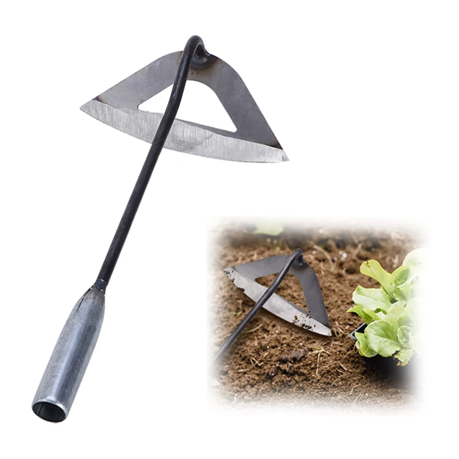 

Plant Care Farm Digging Iron Triangle Garden Stirrup Hoe Handheld Weeding Rake Planting Vegetables Farm