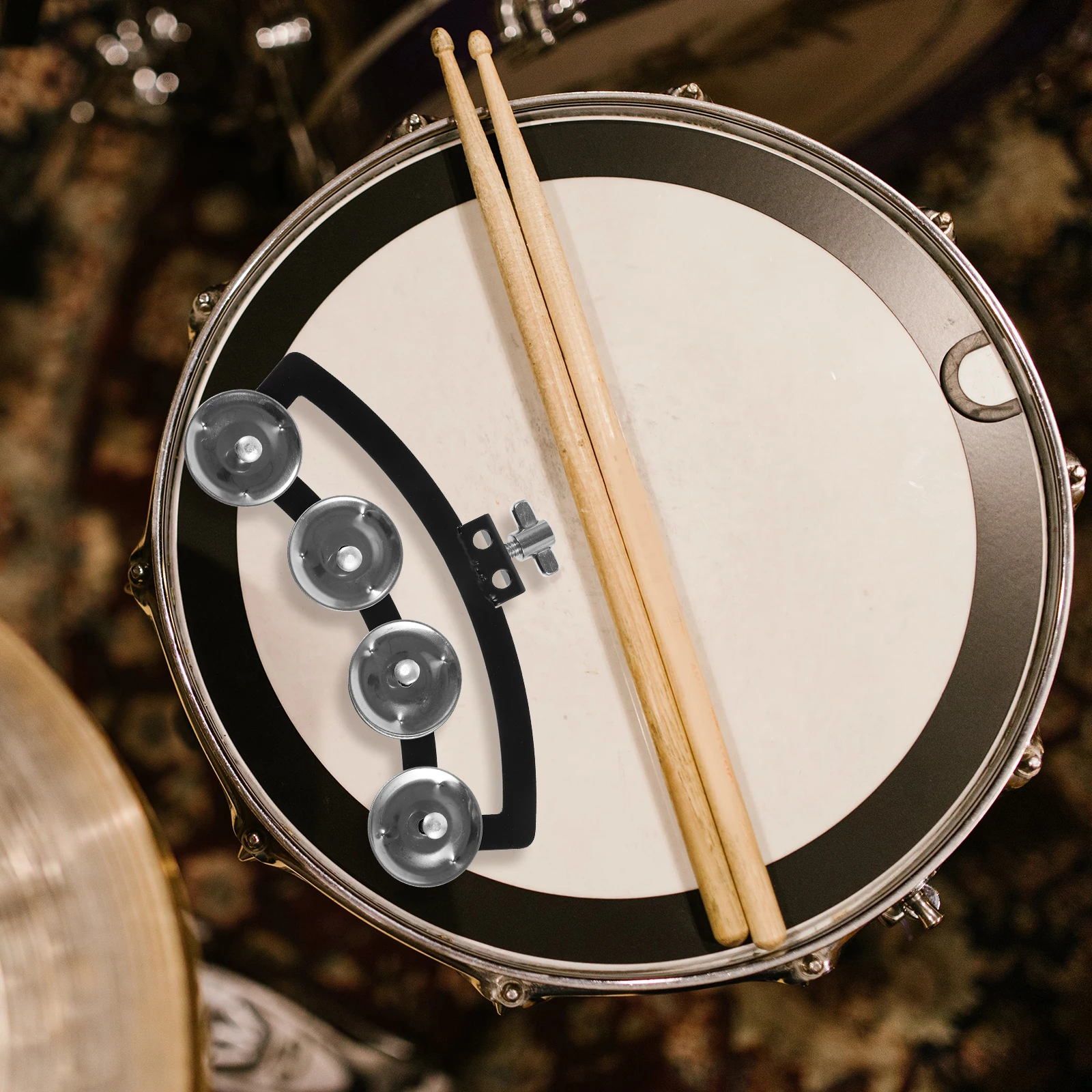 

Snare Drum Ring Bell Hoop Tambourine Hand Turbine Kids Musical Instruments Mounting Abs Bells Kit Cheering Double Row Metal