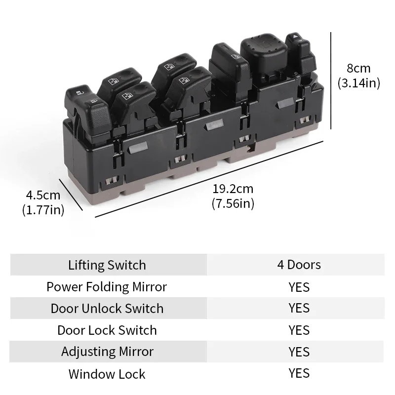 Front Driver Side Power Window Switch With Folding Mirror For Chevy Silverado Avalanche Cadillac GMC Sierra Yukon Tahoe 15883320